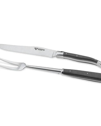 Laguiole en Aubrac Handcrafted Carving Set with Buffalo Horn Handle