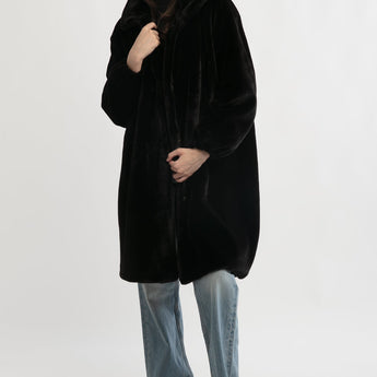 Look By M SHEARLING STAND COLLAR COAT