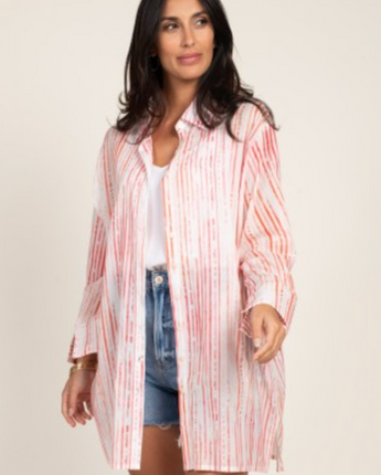 Cotton ample shirt - Swim Red