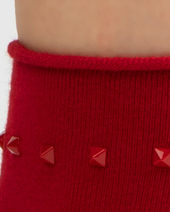 Elizabeth Reid | Stud Ankle Sock | Red