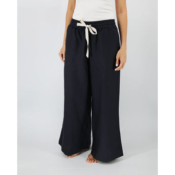 Sunday Morning Ava Wide Leg Linen Pant in Navy