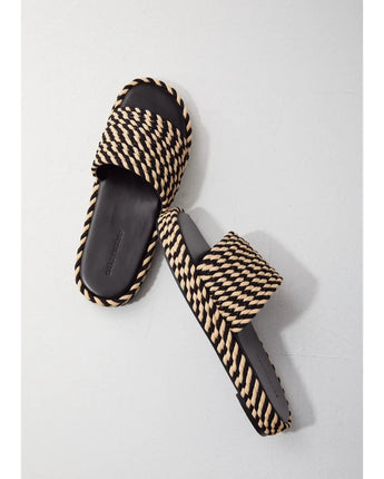 Viva - Black/White Vegan Rope Platform Slide