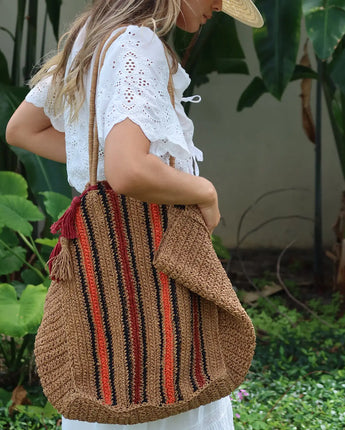 Goldie - Oversized Natural Raffia Tote with Tassle