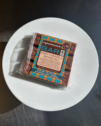 Chocopologie Milk Chocolate with Caramel Flakes and Smoked Salt Bar