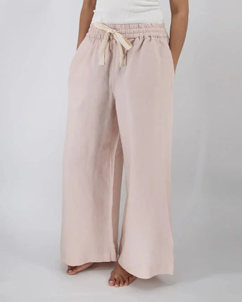 Sunday Morning Ava Wide Leg Linen Pant In Rose Blush
