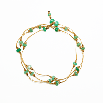 Sharing • Tibetan Loopy Duo - Chrysoprase Champagne Bracelet/Necklace