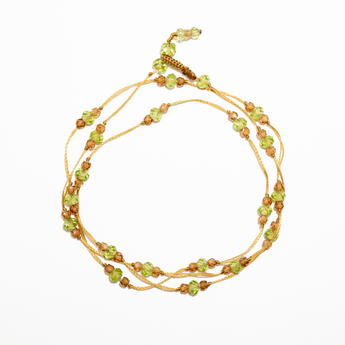 Sharing • Tibetan Loopy Duo Peridot Champagne Bracelet/Necklace