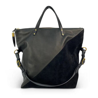 Black Petite Lizard Black Suede Morleigh Foldover Tote