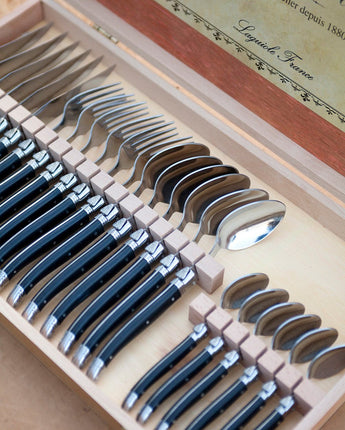 Jean Neron Laguiole 24 Piece Flatware in Presentation Box • Black Platine