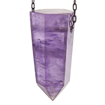 Joseph Brooks Amethyst Crystal Necklace on 22" Sterling Chain