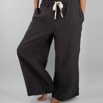 Sunday Morning Ava Wide Leg Linen Pant in Charcoal