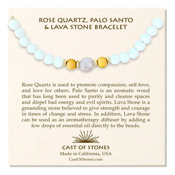 Cast of Stones Rose Quartz, Palo Santo, & Lavastone Bracelet