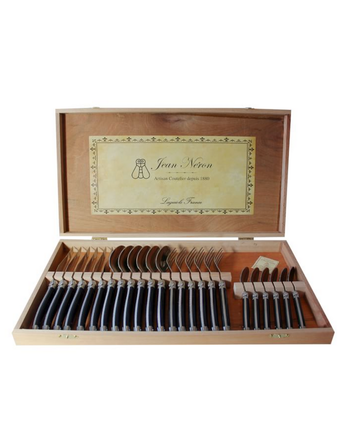 Jean Neron Laguiole 24 Piece Flatware in Presentation Box • Black Platine