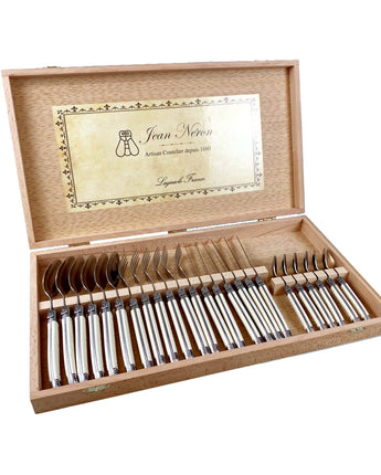 Jean Neron Laguiole 24 Piece Flatware in Presentation Box • Platine Ivory