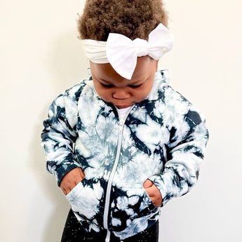 Love Bubby Tie Dye Kids' Zip Hoodie Sweatshirt in Black/Blue