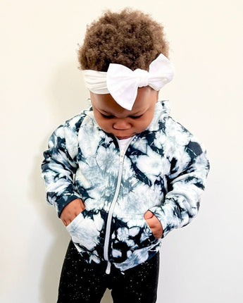 Love Bubby Tie Dye Kids' Zip Hoodie Sweatshirt in Black/Blue