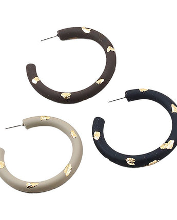 Gold Foil Chunky C Hoops • 3 Colors
