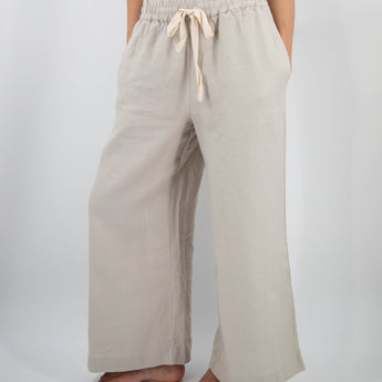 Sunday Morning Ava Wide Leg Linen Pant in Dove