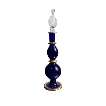 Vintage Mini Egyptian Glass Bottle • #3, Midnight Blue with Gold Trim