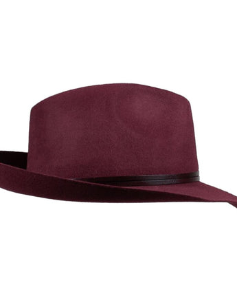 Travaux en Cours Felt Hat with Leather Strop in Garnet