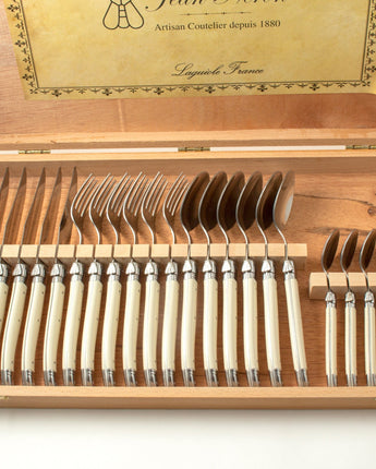 Jean Neron Laguiole 24 Piece Flatware in Presentation Box • Platine Ivory